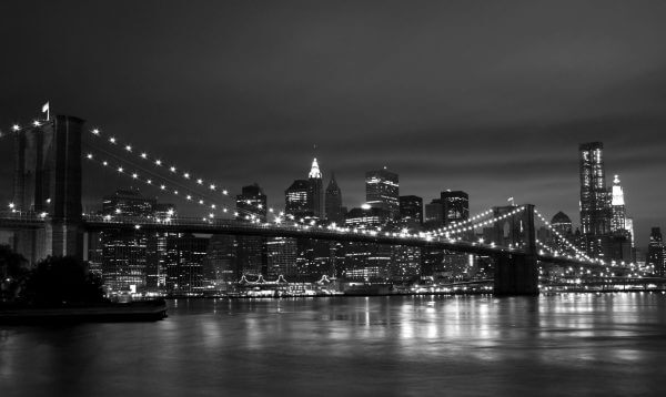 Brooklyn Bridge at Night Black and White – Designer Splashback