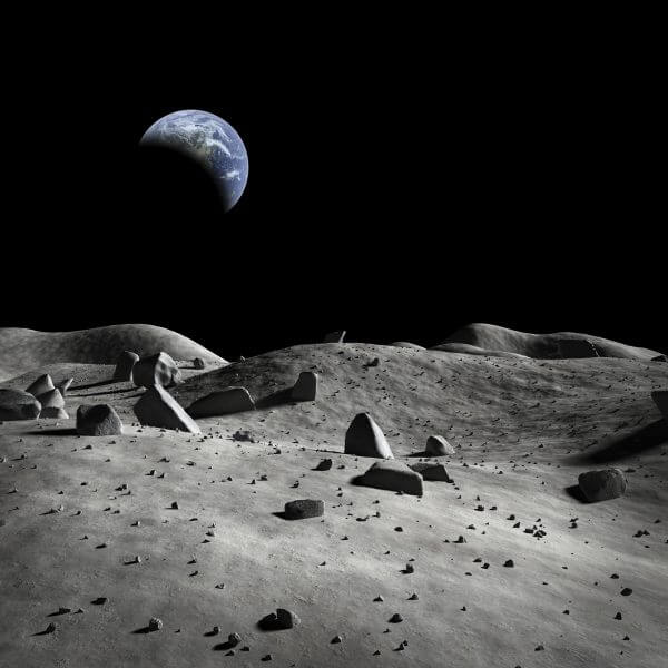 Earth Viewed from the Moon ( Black and White with Coloured Earth) – Designer Splashback