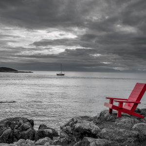 Red Armchair on Black and White - Designer Splashbacks