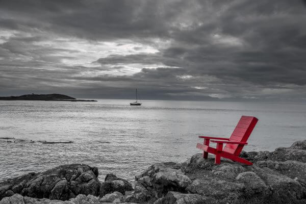 Red Armchair on Black and White - Designer Splashbacks
